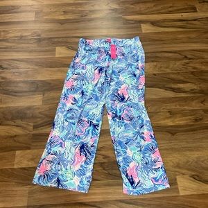 NWT Lilly Pulitzer Lorena Breezy Palazzo Pant - Saltwater Blue Shade Seekers -XL